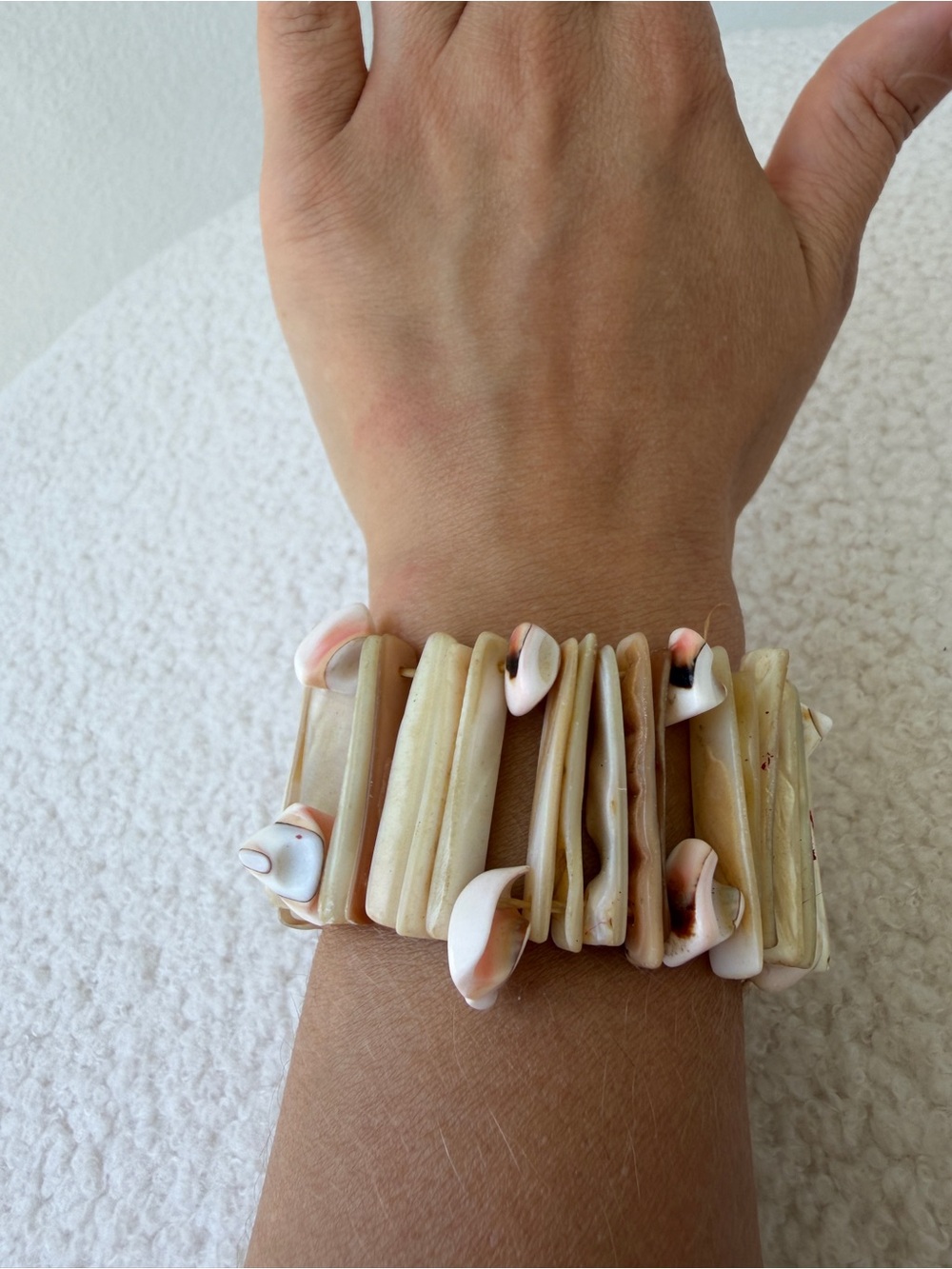 Vintage Mother of Pearl & Conch Shell Statement Cuff Bracelet